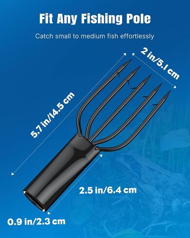Pawfly Fishing Spear, Stainless Steel Frog Gig Gaff, Strong Flounder Gig with Barbed 5 Prong Tine, Fishing Harpoon Spearhead Fork for Fish Bullfrog Toad Mole & Hunting in Saudi Arabia