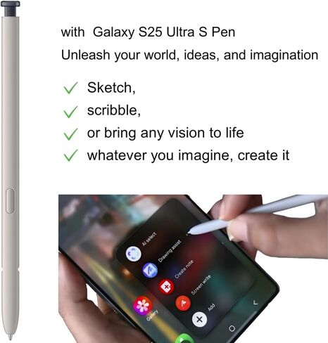 استبدال القلم S25 Ultra S لـ Samsung Galaxy S25 Ultra Pen ، 4096 مستشعر الضغط (الفضة الخفيفة) in Saudi Arabia