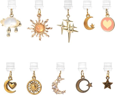 10pcs سحر قابس الغبار لـ Kindle ، Star Moon Pattern Phone Charm Cute Ports Protector Pendants for e-Reader Book Women Explies Excessories in Saudi Arabia