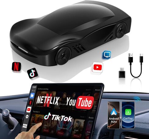 مربع 4-in-1 Carplay AI ، محول Carplay و Android Auto ، متوافق مع N-Etflix/YouTube/Tik Tok/Screen Mirror Link in Kuwait