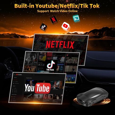 مربع 4-in-1 Carplay AI ، محول Carplay و Android Auto ، متوافق مع N-Etflix/YouTube/Tik Tok/Screen Mirror Link in Kuwait