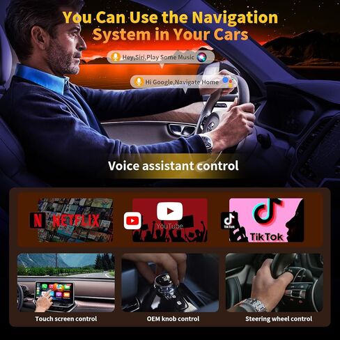 مربع 4-in-1 Carplay AI ، محول Carplay و Android Auto ، متوافق مع N-Etflix/YouTube/Tik Tok/Screen Mirror Link in Kuwait
