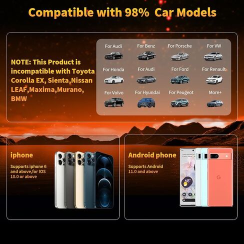 مربع 4-in-1 Carplay AI ، محول Carplay و Android Auto ، متوافق مع N-Etflix/YouTube/Tik Tok/Screen Mirror Link in Kuwait