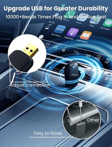 Mini Wireless Carplay و Android Auto Adapter مع أسرع سيارة اتصال ، لا يوجد محول Carplay Carplay ، يربط بالسيارات من عام 2016 والهاتف مع Android 10+ / Phone 6 أو فوق USB-A / Type-C Black in Kuwait