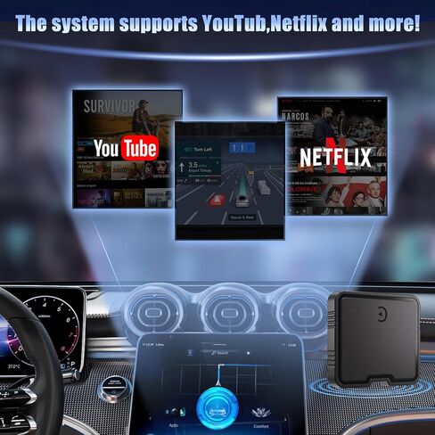 Wireless CarPlay Adapter, 2025 Upgrade Support Netflix/YouTube/TF Card Plug & Play Dongle with Apple Car Play Ai Box Android Auto Wireless Adapter for Cars from 2015&iPhone iOS10+ in Saudi Arabia