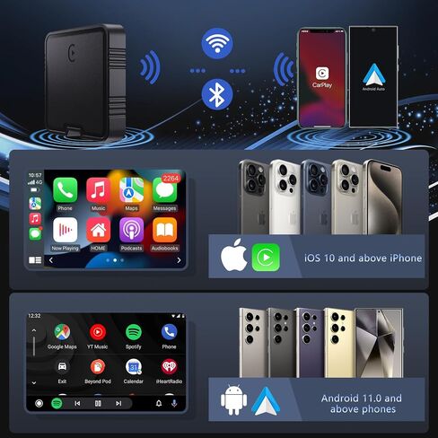 Wireless CarPlay Adapter, 2025 Upgrade Support Netflix/YouTube/TF Card Plug & Play Dongle with Apple Car Play Ai Box Android Auto Wireless Adapter for Cars from 2015&iPhone iOS10+ in Saudi Arabia