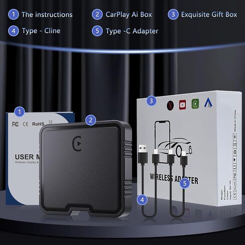 Wireless CarPlay Adapter, 2025 Upgrade Support Netflix/YouTube/TF Card Plug & Play Dongle with Apple Car Play Ai Box Android Auto Wireless Adapter for Cars from 2015&iPhone iOS10+ in Saudi Arabia