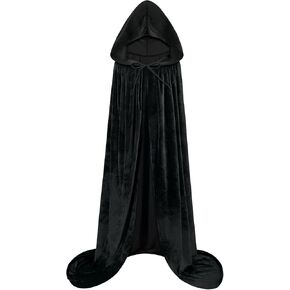 qikqik Hooded Cape Velvet Cloak with Hood Witch Cloak Halloween Costumes for Adults Cosplay Costume Vampire Cloak Wizard Robe in Kuwait