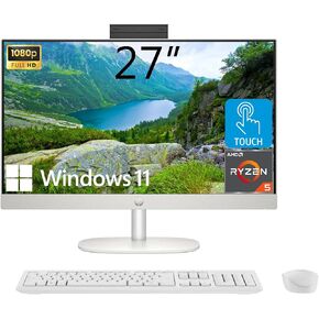 HP 27 "Computer All-in-One واحد ، FHD IPS Touchscreen ، AMD Ryzen 5 7520U Processor ، 16GB LPDDR5 ، 512GB SSD ، Wi-Fi 6 ، HDMI ، USB-C ، Ethernet RJ-45 ، KB & Mouse ، Windows 11 Pro in Kuwait
