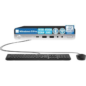 HP EliteDesk 800 G3 Mini Desktop PC, Intel Core i5-6500T, 16GB DDR4 RAM, 512GB SSD, WiFi & Bluetooth, Keyboard & Mouse, Windows 11 Pro (Renewed) in Saudi Arabia