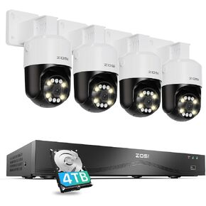 Zosi 4K 8MP 16CH Security Camera Camera مع اكتشاف مركبة AI Face Person ، 12 × 4K تتبع تتبع Auto Tracking Pt Poe مع الأضواء الكاشفة ، الصوت ثنائي الاتجاه ، 16 Port 32Ch 8MP NVR مع 4TB HDD in Kuwait