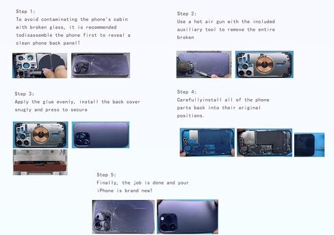 استبدال الزجاج الخلفي لجهاز iPhone 14 بالإضافة إلى جميع شركات النقل مع مجموعة أدوات الإصلاح المهنية (الأرجواني) in Kuwait