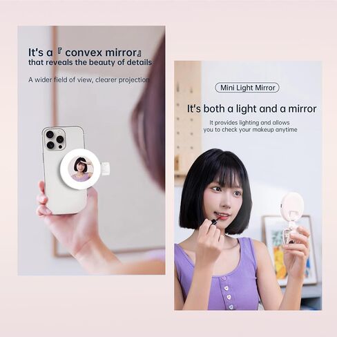 Mini Selfie Ring Light with Mirror – 2-in-1 Clip-On LED Makeup Lamp for Phone, Laptop & Desk – USB Rechargeable Compact Travel Gift for Girls in Saudi Arabia