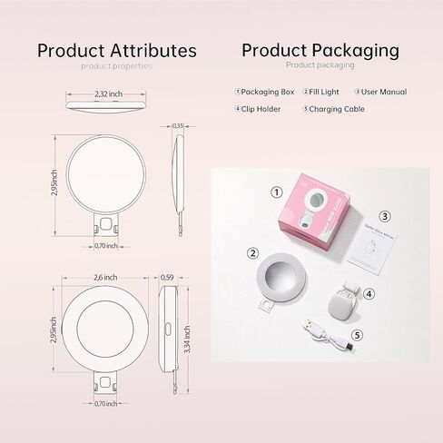 Mini Selfie Ring Light with Mirror – 2-in-1 Clip-On LED Makeup Lamp for Phone, Laptop & Desk – USB Rechargeable Compact Travel Gift for Girls in Saudi Arabia