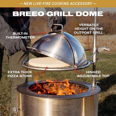Breeo Grill Dome and Outpost Grill Bundle – Hinged Stainless Steel Dome w/Built-in Thermometer, Griddle Accessories Kit, Outdoor Set for Live-Fire Cooking – Fits X/24, X/30 Series in Saudi Arabia