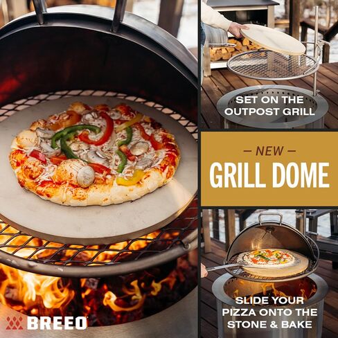 Breeo Grill Dome and Outpost Grill Bundle – Hinged Stainless Steel Dome w/Built-in Thermometer, Griddle Accessories Kit, Outdoor Set for Live-Fire Cooking – Fits X/24, X/30 Series in Saudi Arabia