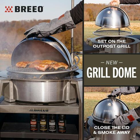 Breeo Grill Dome and Outpost Grill Bundle – Hinged Stainless Steel Dome w/Built-in Thermometer, Griddle Accessories Kit, Outdoor Set for Live-Fire Cooking – Fits X/24, X/30 Series in Saudi Arabia