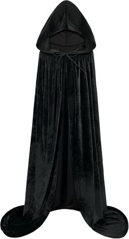 qikqik Hooded Cape Velvet Cloak with Hood Witch Cloak Halloween Costumes for Adults Cosplay Costume Vampire Cloak Wizard Robe in Kuwait