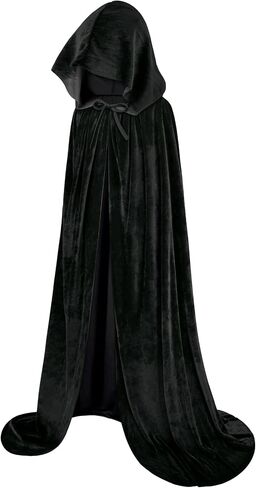 qikqik Hooded Cape Velvet Cloak with Hood Witch Cloak Halloween Costumes for Adults Cosplay Costume Vampire Cloak Wizard Robe in Kuwait