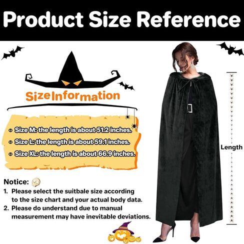 qikqik Hooded Cape Velvet Cloak with Hood Witch Cloak Halloween Costumes for Adults Cosplay Costume Vampire Cloak Wizard Robe in Kuwait