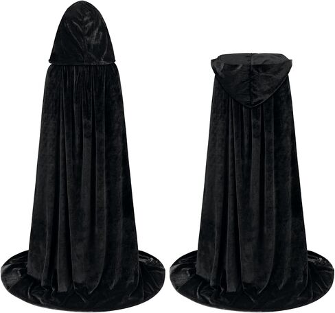 qikqik Hooded Cape Velvet Cloak with Hood Witch Cloak Halloween Costumes for Adults Cosplay Costume Vampire Cloak Wizard Robe in Kuwait