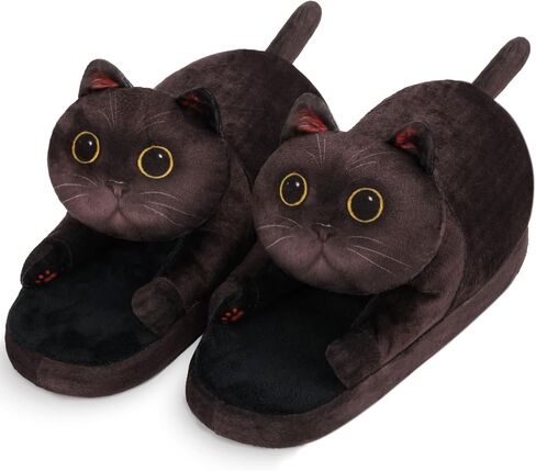 Funny Fuzzy Cat Slippers for Women - Fluffy House Shoes, Cute Animal Slippers for Indoor & Outdoor, Soft Non-Slip, Cat Gifts for Lovers, Christmas Gifts for Girls/Mom/Men in Kuwait