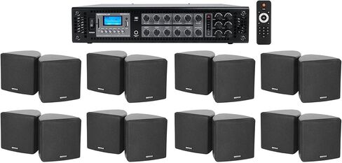 Rockville Commercial 6-Zone Bluetooth Amp+16 3.5" Black Cube Restaurant Speakers in Saudi Arabia