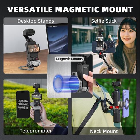Pocket 3 Cover Case & Magnetic Mount, Gimbal Flip Protective Cover Lens Protector Cap Holds 3 Filters and MagSafe Aluminum Alloy Magnet Expansion Adapter for DJI OSMO Pocket 3 Accessories(Pink) in Saudi Arabia