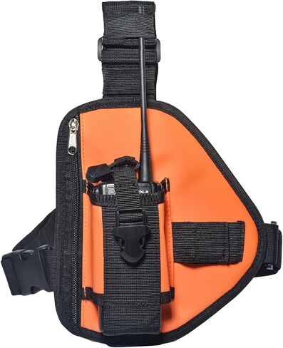 HYS Nylon Chest Pack Harness, Adjustable Shoulder Strap Bag for Hiking/Tactical Use, Lightweight Crossbody Sling Pack with Zipper Pockets, for Two Way Radio Motorola, Kenwood, Midland Walkie Talkies in Saudi Arabia