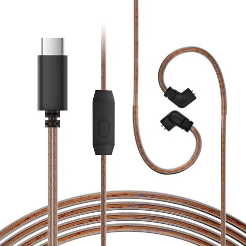 KZ ZS10 PRO Type-C IEM Cable With Mic , CCZ C02 4N OFC Double Parallel Replacement Earphone Upgraded Cord, 1.20m SPC in Ear Monitor Cable for Audiophile Musician EDX PRO/Castor (2PIN, Brown, 1.2m) in Saudi Arabia