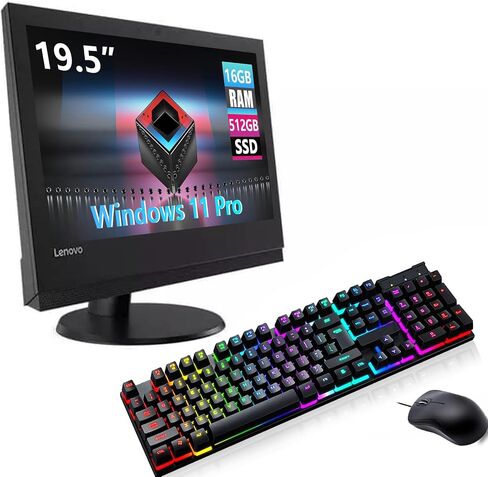 Lenovo ThinkCentre V310Z All in One Desktop Computer ، Windows 11 Pro ، 19.5 "(1600 × 900 بكسل) AIO Desktop ، Core 7100 ، 512GB SSD ، RAM 16GB ، لوحة المفاتيح والماوس ، RJ-45 (متجدد) in Saudi Arabia