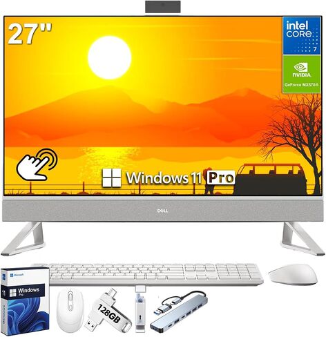 Dell Inspiron 7730 All in One Desktop Computer, 27 inch FHD Touchscreen, Core 7-150U, 64 GB RAM, 1 TB SSD, NVIDIA GeForce MX570A, Wireless KB & Mouse Combo, Windows 11 Pro in Saudi Arabia