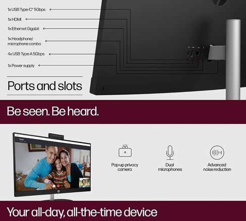 HP All-in-One Desktop Conputer ، Intel I5 1335U (حتى 4.6 جيجا هرتز) ، عرض IPS IPS المضاد للهروب ، ورسومات intel uhd ، 32 جيجا بايت DDR5 ذاكرة الوصول العشوائي in Kuwait