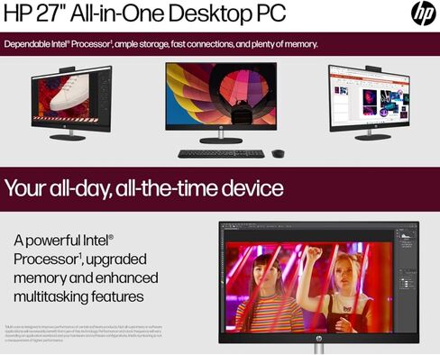 HP All-in-One Desktop Conputer ، Intel I5 1335U (حتى 4.6 جيجا هرتز) ، عرض IPS IPS المضاد للهروب ، ورسومات intel uhd ، 32 جيجا بايت DDR5 ذاكرة الوصول العشوائي in Kuwait