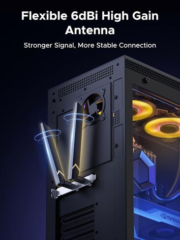 Ugreen WiFi 7 BE6500 PCIE WIFI CARD ، Bluetooth 5.4 ، IEEE 802.11AX/BE ، 6G/5G/2.4G TRI BAND ، MLO Technology ، Dual 6DBI HIST HANENA ، WPA3 Personal/Enterprise ، يدعم Windows 11 فقط in Saudi Arabia