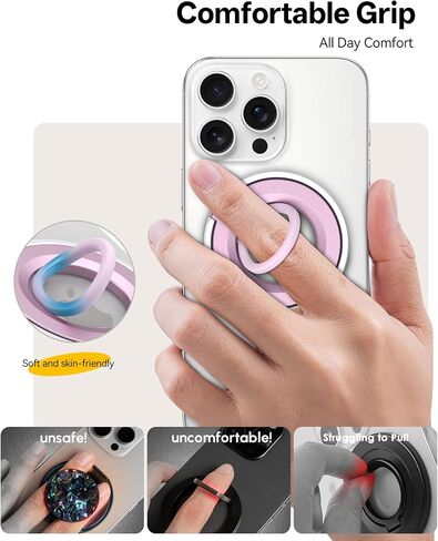 [2025 الأحدث] قبضة الهاتف المغناطيسية لحامل رنين Magsafe ، Magnet Phone Grip Stand Finger Finger Magnetic متوافق مع iPhone 16 Pro/Max 15 14 13 12 11 Plus & Android in Saudi Arabia