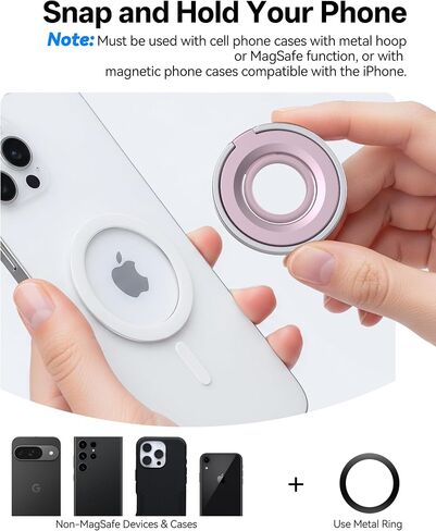 [2025 الأحدث] قبضة الهاتف المغناطيسية لحامل رنين Magsafe ، Magnet Phone Grip Stand Finger Finger Magnetic متوافق مع iPhone 16 Pro/Max 15 14 13 12 11 Plus & Android in Saudi Arabia