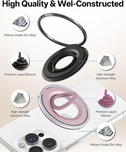 [2025 الأحدث] قبضة الهاتف المغناطيسية لحامل رنين Magsafe ، Magnet Phone Grip Stand Finger Finger Magnetic متوافق مع iPhone 16 Pro/Max 15 14 13 12 11 Plus & Android in Saudi Arabia