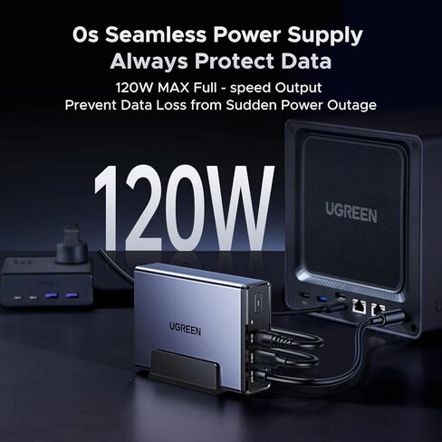 UGREEN NAS US3000, 12000mAh Uninterruptible Battery Power Supply Bundle with UGREEN NAS DH4300 4-Bay Desktop NAS with 120TB Storage Capacity in Kuwait