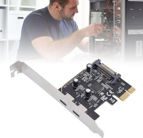 بطاقة توسيع Zunate PCIE USB C مع 2 منافذ USB 3.2 Gen1 ، شرائح ASM1042 ، سرعة بيانات 5 جيجابت في الثانية ، لا توجد طاقة خارجية مطلوبة ، متوافقة مع X1 x4 x8 x16 لجهاز كمبيوتر سطح المكتب in Saudi Arabia