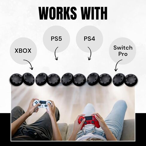 10-Pack Silicone Thumb Grips for PS5, Xbox One, Switch Pro, and PS4 Controllers – Durable, Anti-Slip, Universal Compatibility for Enhanced Gaming Control (Black) in Saudi Arabia