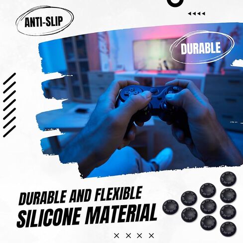 10-Pack Silicone Thumb Grips for PS5, Xbox One, Switch Pro, and PS4 Controllers – Durable, Anti-Slip, Universal Compatibility for Enhanced Gaming Control (Black) in Saudi Arabia