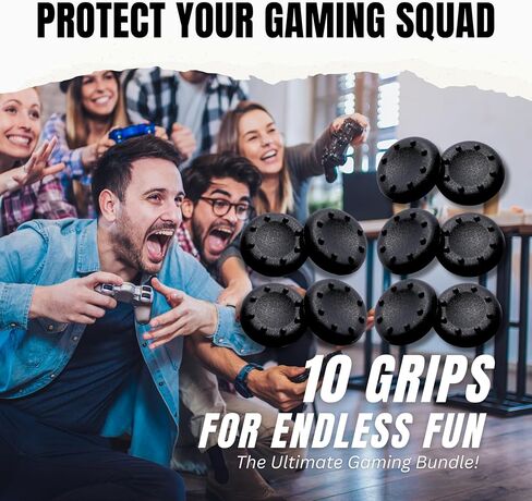 10-Pack Silicone Thumb Grips for PS5, Xbox One, Switch Pro, and PS4 Controllers – Durable, Anti-Slip, Universal Compatibility for Enhanced Gaming Control (Black) in Saudi Arabia
