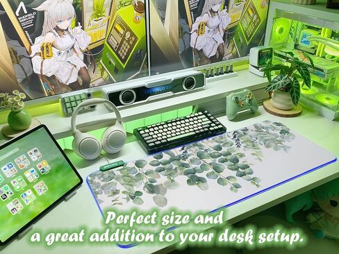 JMIYAV RGB Cherry Blossom Gaming Mouse Pad Pink 31.5x12 Inch PC XL Large Extended Glowing Led Light Up Desk Pad Non-Slip Rubber Base Computer Keyboard and Mouse Pad Cute Mousepad in Kuwait
