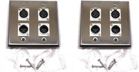 (2) Two Four XLR Double Wall Plates w/Neutrik 2 Male + 2 Female Stainless Steel in Saudi Arabia