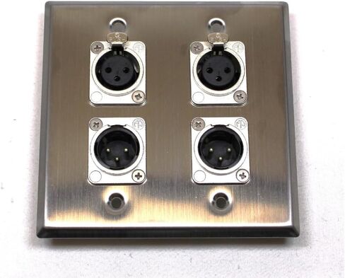 (2) Two Four XLR Double Wall Plates w/Neutrik 2 Male + 2 Female Stainless Steel in Saudi Arabia