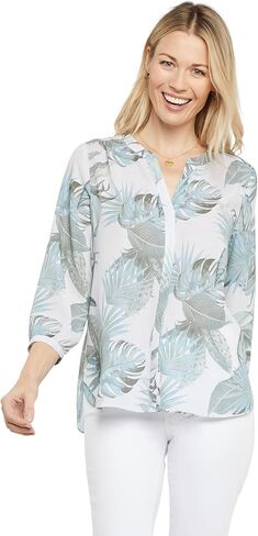 NYDJ womens Three-quarter sleeve Pintuck | Classic Lightweight top Blouse, Optic White, Large US in Saudi Arabia
