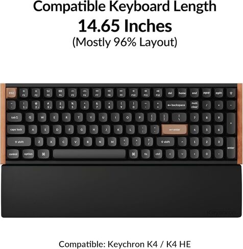 Keychron Silicone Palm Rest for K4 / K4 He - 14.65 "دعم الرسغ للوحات مفاتيح ميكانيكية مضغوطة 96 ٪ ، راحة الكتابة الناعمة والمريحة - أسود in Saudi Arabia