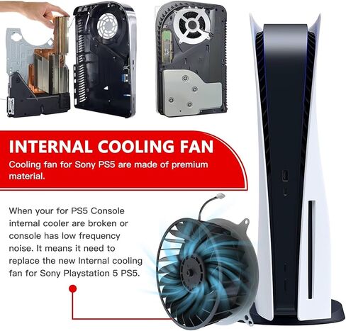 INGQI New Replacement of Internal Cooling Fan for Sony PlayStation 5 PS5 Series Fan 12047GA-12M-WB-01 12V 2.4A 23 Blades Fan General 17 Blades G12L12MS1AH-56J14 Fan (with Opening Tool) in Saudi Arabia
