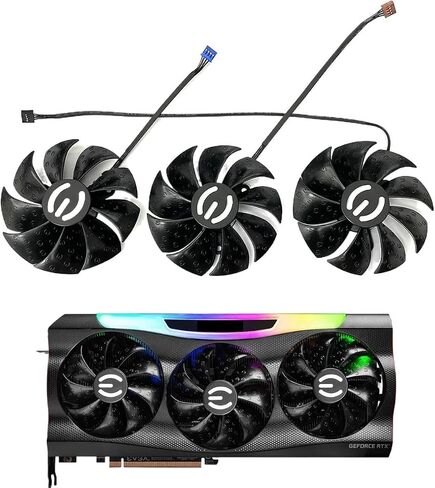 87 مم PLD09220S12H RTX3080 RTX3070 استبدال مروحة بطاقة الرسومات لـ EVGA لـ GEFORCE RTX 3070 3080 TI 3090 FTW3 مروحة مبردة (أسود C-FAN) in Kuwait
